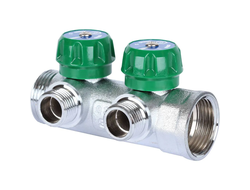 Коллектор регулирующий STOUT 1", 2 отвода 1/2" плоское уплотнение (Арт. SMB-6849-011202)