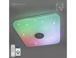 Estares св-к-люстра св/д управл. MUSIC RGB квадрат 80W(8000Lm) 2K-4K-6K 430x70 пульт ДУ хром/мат IP2