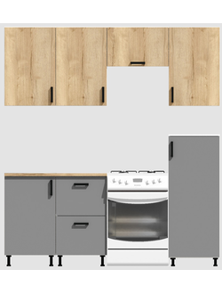 Кухня Эконом 1,5 метра с полуколонкой (1000х500) Цвет: Дуб Вотан/Базальт