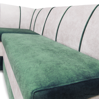 Кухонный Угловой диван "Форум-8" Зеленый/Слоновая кость Левый