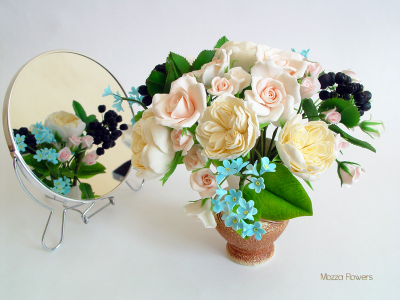 "Не забывай...". Букет из полимерной глины.