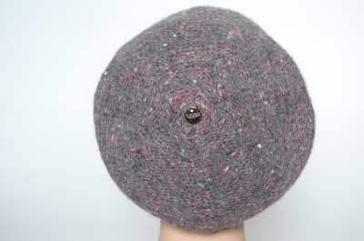Вязаный берет серый с розовым Вицио италия 6926 фото