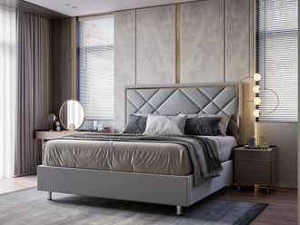 Кровать "Палермо" с молдингом серого цвета