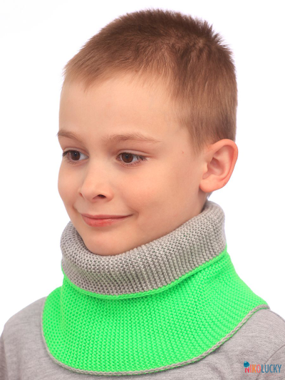 Шарф(снуд)  22-33 двойной, цвет серый, салатовый размер 2