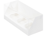 Коробка на 3 капкейка с прозр. кр. (белая), 240*100*100мм