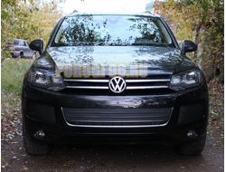 Защита радиатора Volkswagen Touareg II 2010-2014 black низ PREMIUM