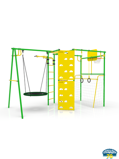 Детский уличный металлический комплекс 7 зеленый-желтый + гнездо 60 см