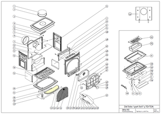 Губа для печи Jotul F3 TD на схеме