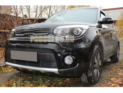 Защита радиатора Kia Soul 2017-2019 (2 части) chrome с парктроником