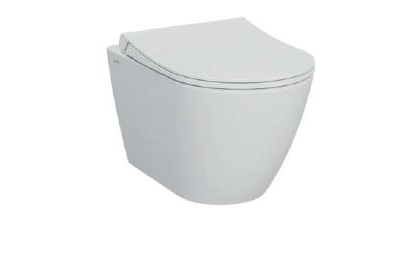 Комплект: подвесного безободкового унитаза SmoothFlush с сиденьем с микролифтом, инсталляцией и кнопкой Root Round глянцевый хром, VitrA Sanibelle, 9878B003-7200