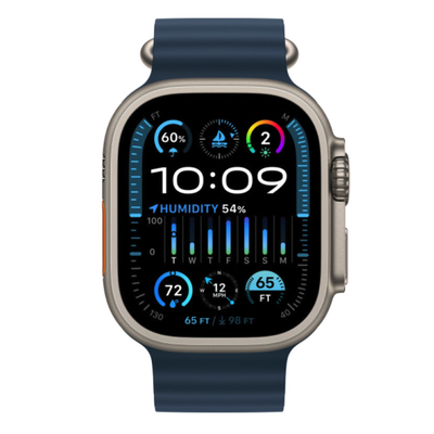 Apple Watch Ultra 2 (2024) 49mm Natural Titanium, Ocean Band, Navy