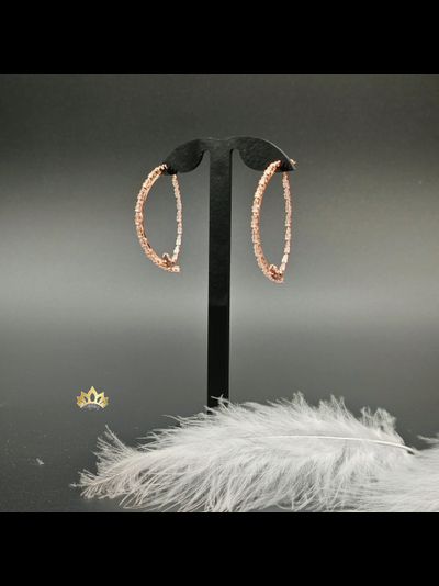 Серьги-полукольца с парящими кристаллами на золотистом металле 4,5см