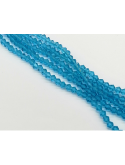 Бусины стеклянные граненые "Биконус", 3 мм, цвет голубой прозрачный (306)