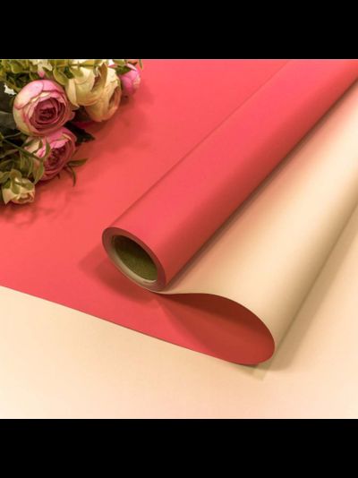 Пленка матовая двусторонняя (яр. красная/пудровая, 60мкм), 58см*10м