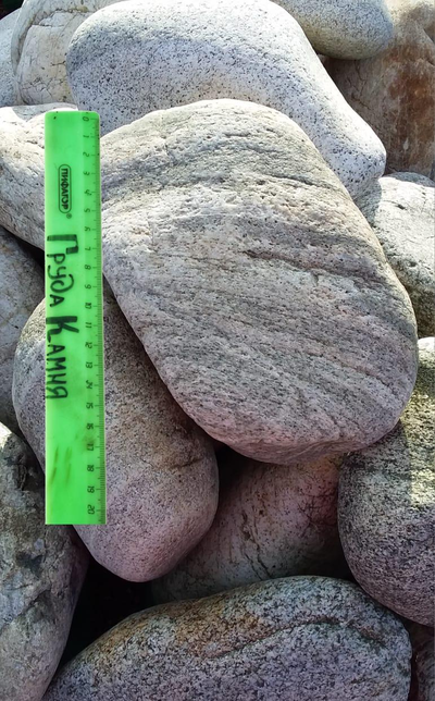 Галька круглая белая речная, фракция 200-400 мм