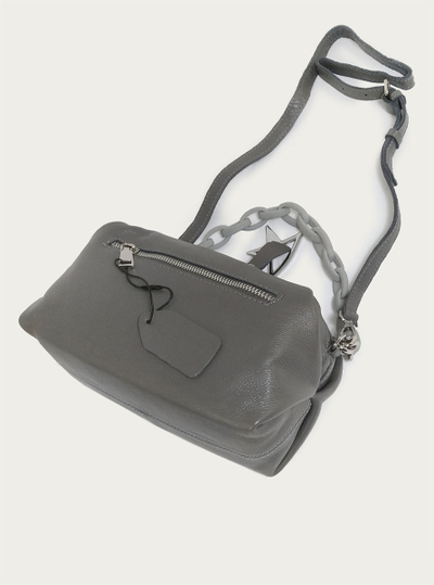 (АРТИКУЛ: 10068/1) СУМКА ЖЕНСКАЯ, МАЛЕНЬКАЯ, НАТУРАЛЬНАЯ КОЖА, СЕРАЯ, С ПЛЕЧЕВЫМ РЕМНЕМ И ЦЕПОЧКОЙ