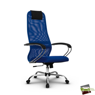 Кресло  METTA SU-BK131-8 ТКАНЬ СИНЯЯ/К.ЗАМ ЧЕРНЫЙ КРЕСТОВИНА ХРОМИРОВАННАЯ