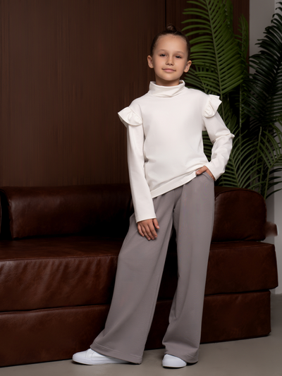 Брюки палаццо с утяжками (серый)