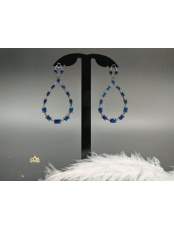 Роскошные серьги с синими кристаллами 6,5см