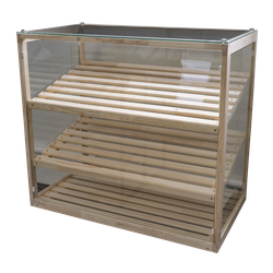 Стеклянная витрина для пекарни с деревянным каркасом