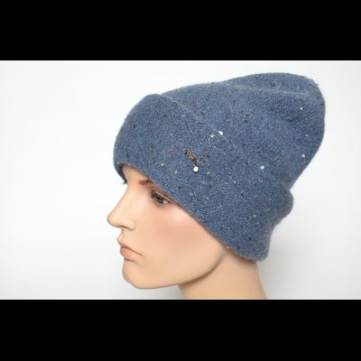 Голубая шапка вязаная с отворотом Vizio Италия 6943 CRY