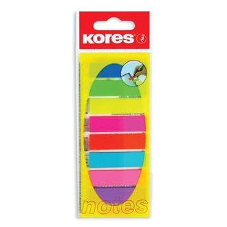 Клейкие закладки Kores Film пластиковые 8 цветов по 25 листов 12х45 мм на линейке