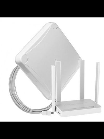 Комплект WiFi 3G/4G - панельная секторная антенна MIMO 16 дБ со встроенным модемом, USB кабель 10 м, Wi-Fi роутер 2.4/5 ГГц, LAN-4, кронштейн стеновой