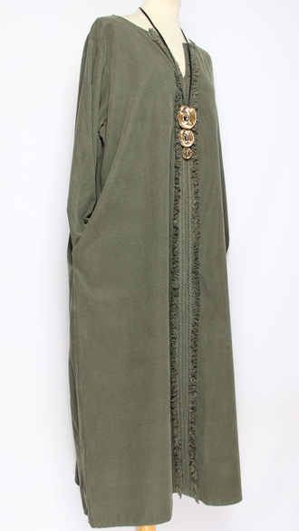 Платье Бохо вельветовое "ПЛАНКА БАХРОМА" хаки до р.56