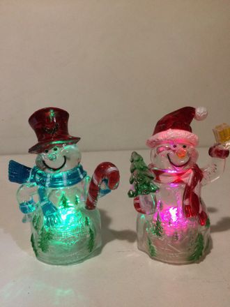 Снеговички светящиеся упаковка 12 штук разные, размер 11см 45675
