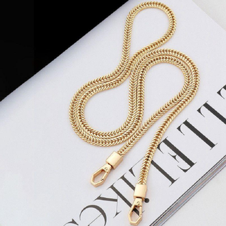 Металлическая цепочка для сумки, длина 120 см, ширина 6 мм, толщина 3 мм, цена за 1 шт, цвет золото