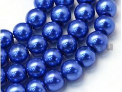 бусина имитация жемчуга круглая 6 мм, материал-стекло, цвет-темно-синий, 40 шт/уп