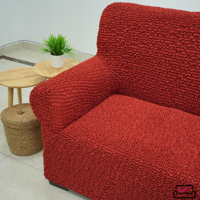 Чехол на классический угловой диван Микрофибра  Терракот. Защита мягкой мебели от животных.