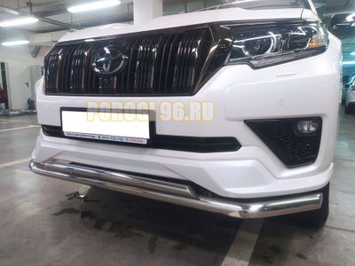 Защита переднего бампера двойная d60/42 для Toyota Land Cruiser Prado 150 Black Onyx (2020-...)