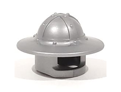 Minifigure, Headgear Helmet Castle Kettle Hat with Chin Guard and Broad Brim, Flat Silver (30273 6125710 6404506)