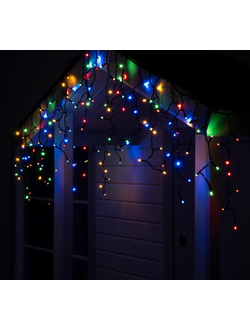 Гирлянда бахрома уличная каучук, чёрный провод, разноцветный свет, 3.0x0.6/0.5/0.4м., 100led, 220В.