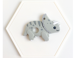 Грызунок из пищевого силикона Динозавр Трицератопс серый