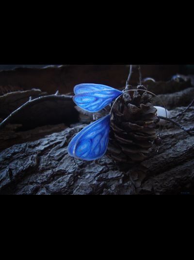 Длинные серьги на дугах &quot;Крылышки феи Небесной Лазури&quot;