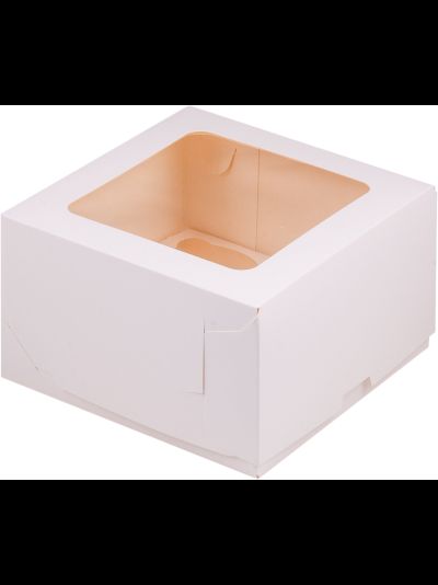 Коробка на 4 капкейка с квадратным окном (белая), 160*160*100мм