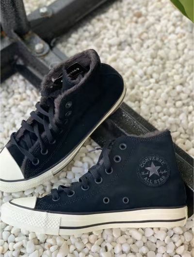 Кеды Converse черные высокие кожаные 569399C живое фото
