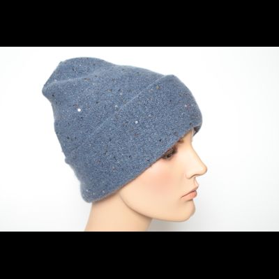 Голубая шапка вязаная с отворотом Vizio Италия 6943 CRY