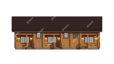 Дом для гостиничного комплекса  "ГЕЛЕНДЖИК" ИЗ ОЦИЛИНДРОВАННОГО БРЕВНА, 3 СЕКЦИИ, 170 М2