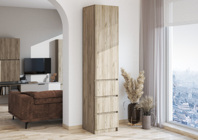 Бохо ШК-003 шкаф с ящиками 1 ств Дуб Крафт Серый/Кашемир