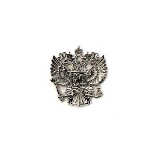 Значок герб РФ из серебра 925 пробы