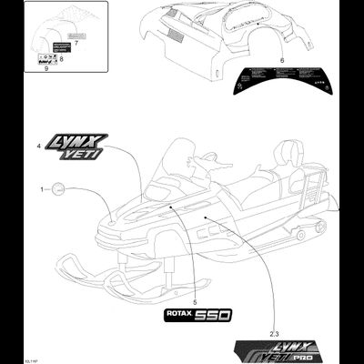 Наклейки на снегоход Lynx Yeti Pro V-800 2008 №1494