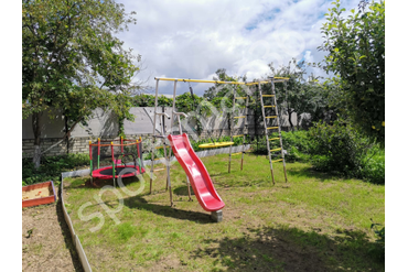 Детский спортивный комплекс для дачи ROMANA Богатырь Плюс 2 серый/желтый