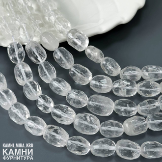 Горный хрусталь оливы в огранке 14-19х12-14 мм, цена за нить 19 см