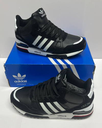 Adidas ZX 750 High Black с мехом
