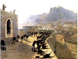 Картина обогреватель, репродукция Льва Лагорио Отбитие штурма крепости Баязет