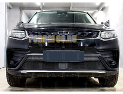 Защита радиатора для Geely Tugella 2020- black верх с камерой