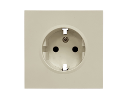 Лицевая панель для розетки 220V с заземляющим контактом, кремовый сатин Rikett - 35632 MC